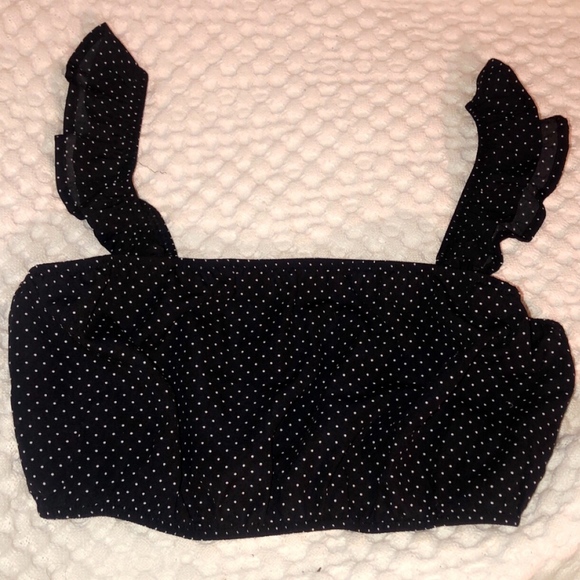 FOREVER 21 black crop top with polka dots - Picture 1 of 1
